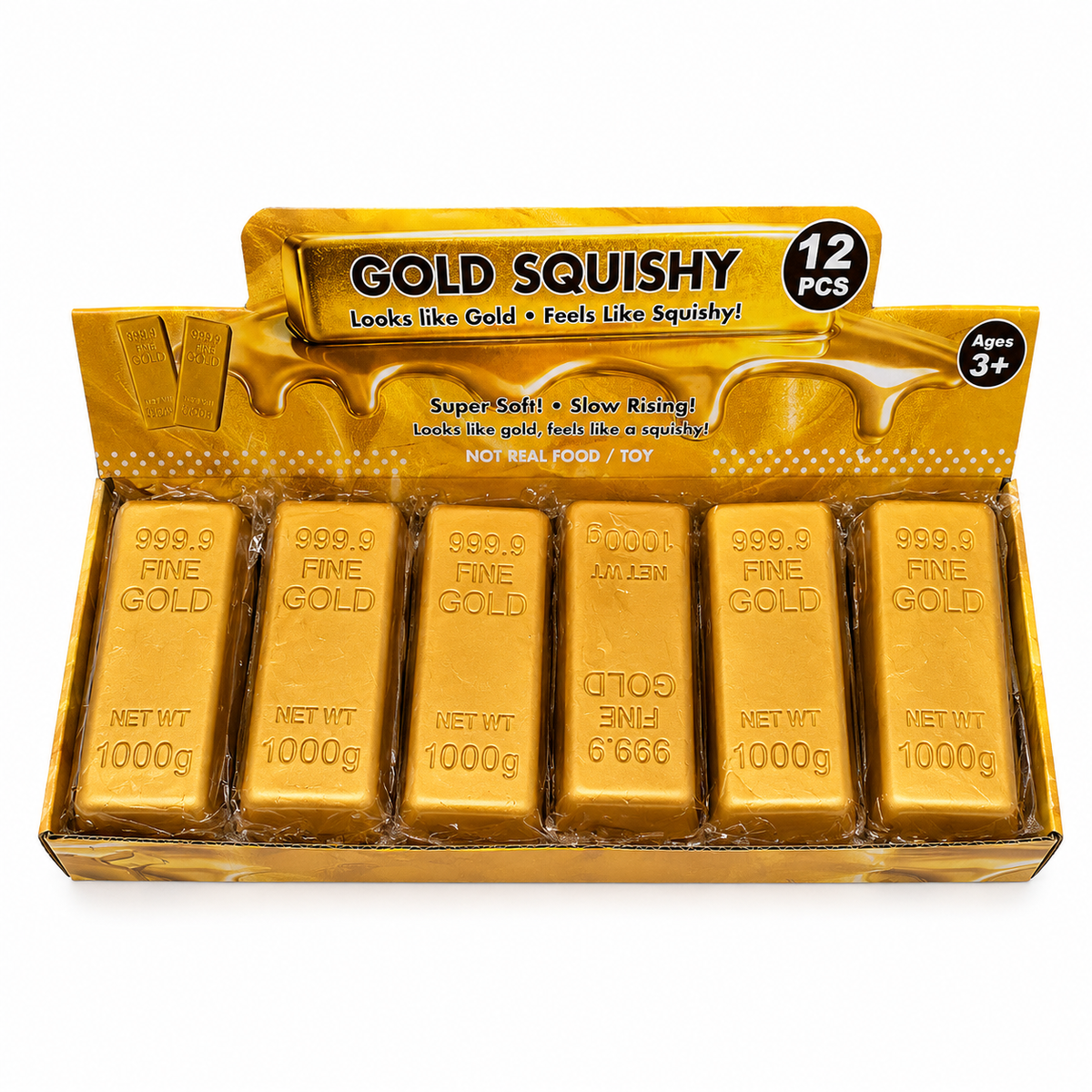 Gold Bar Slow Rising Squishy Stress Relief Toy, PU Foam: