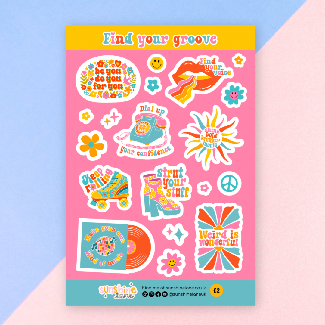 Find Your Groove Retro Sticker Sheet