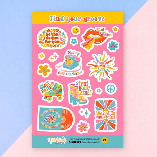 Find Your Groove Retro Sticker Sheet